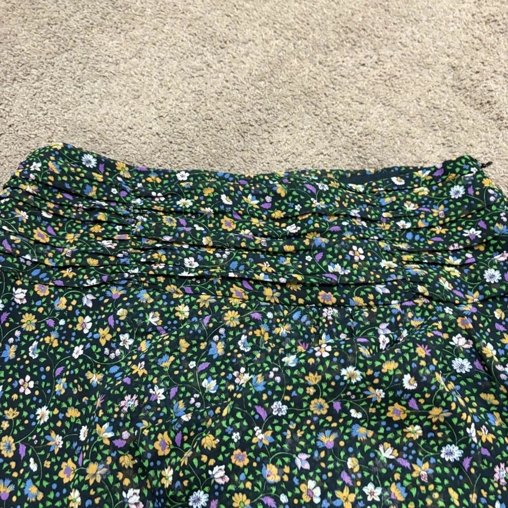Zara Mini Skirt Floral Pintuck Side Zip Womens S NWOT - Picture 4 of 10